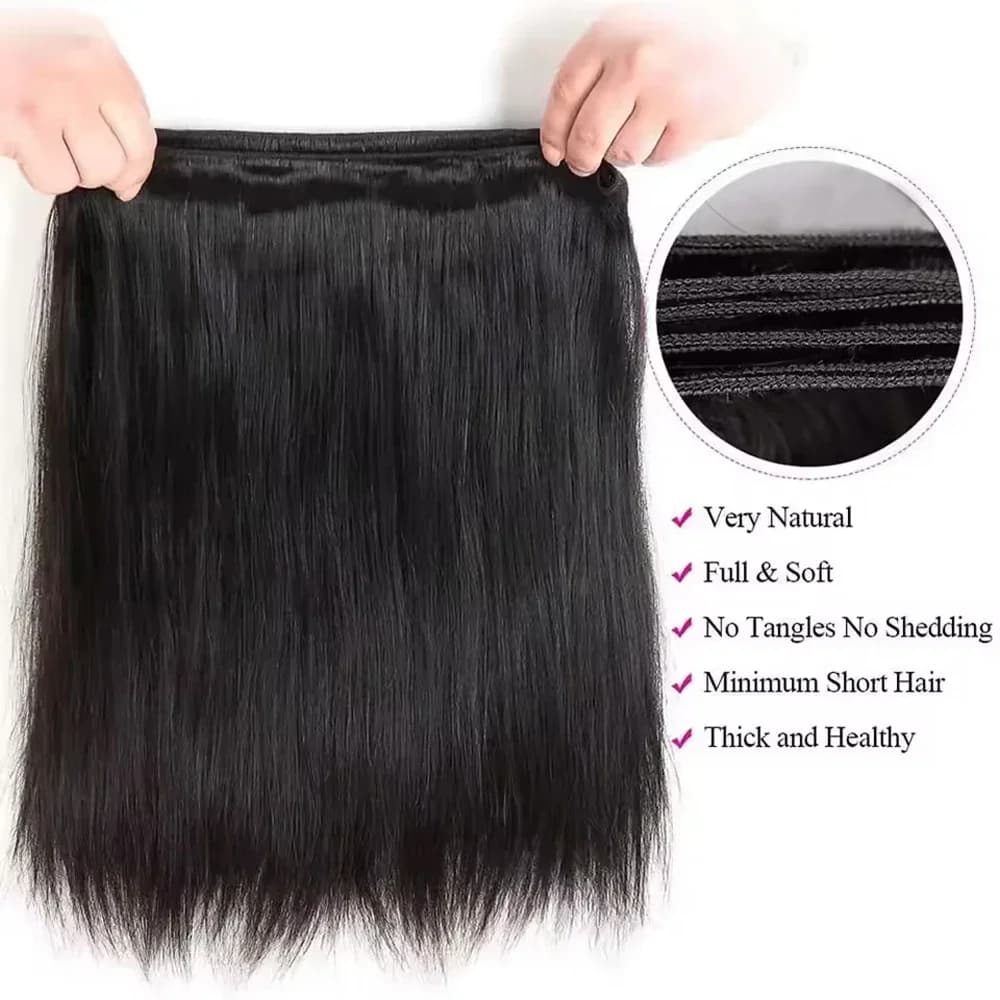 GleamHaze 34 Inch Straight Human Hair Bundles 16A thumbnail 2
