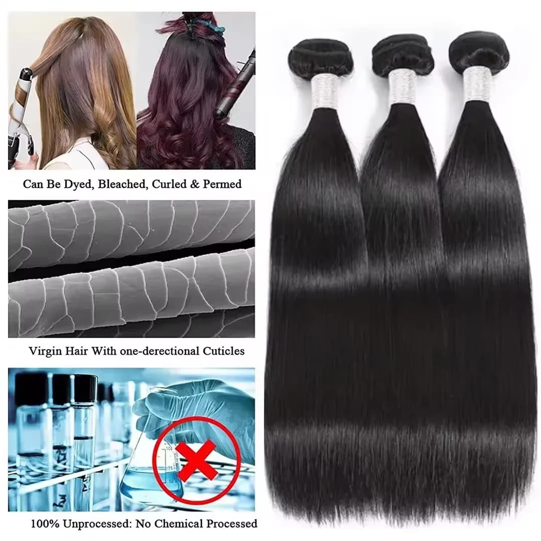 GleamHaze 34 Inch Straight Human Hair Bundles 16A thumbnail 4